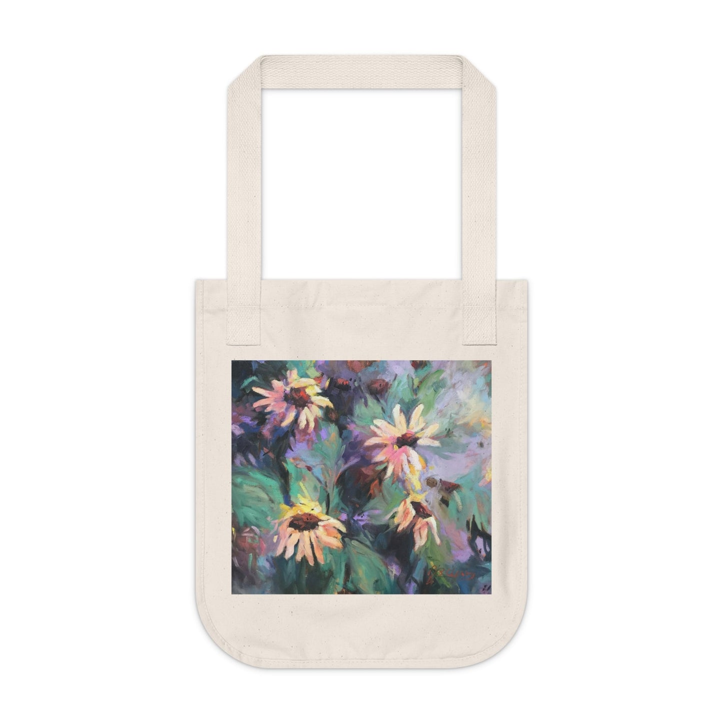 Organic Canvas Tote Bag with 'Eastern Light Wildflowers' I Original Artwork by American Artist Barbara Cleary-0