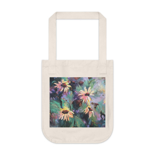 Organic Canvas Tote Bag with 'Eastern Light Wildflowers' I Original Artwork by American Artist Barbara Cleary-0