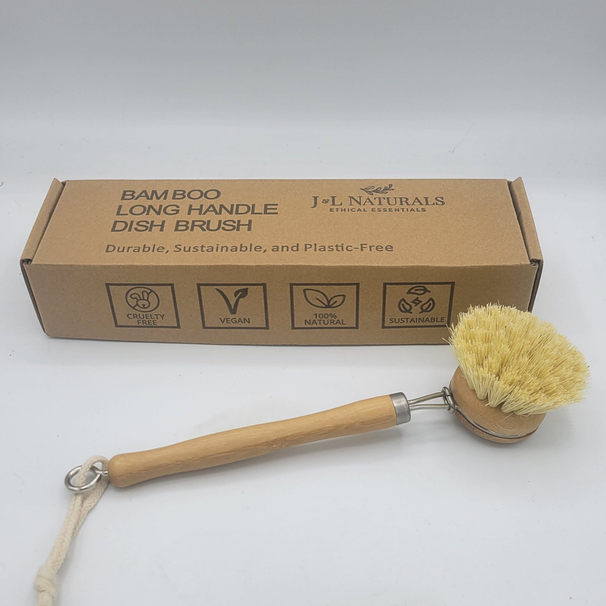 Bamboo Dish Brush With Long Handle-1