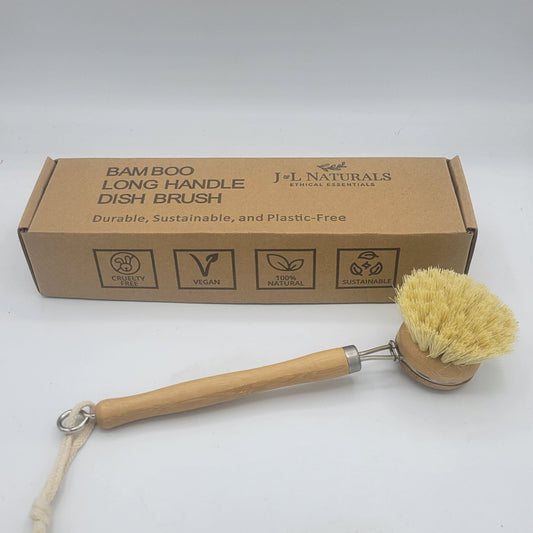 Bamboo Dish Brush With Long Handle-1