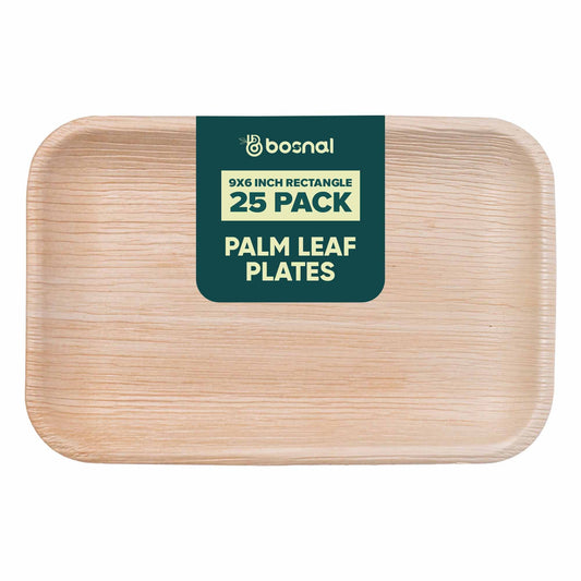 Bosnal - Palm Leaf Biodegradable Plates, 9 x 6 inch Rectangle-0
