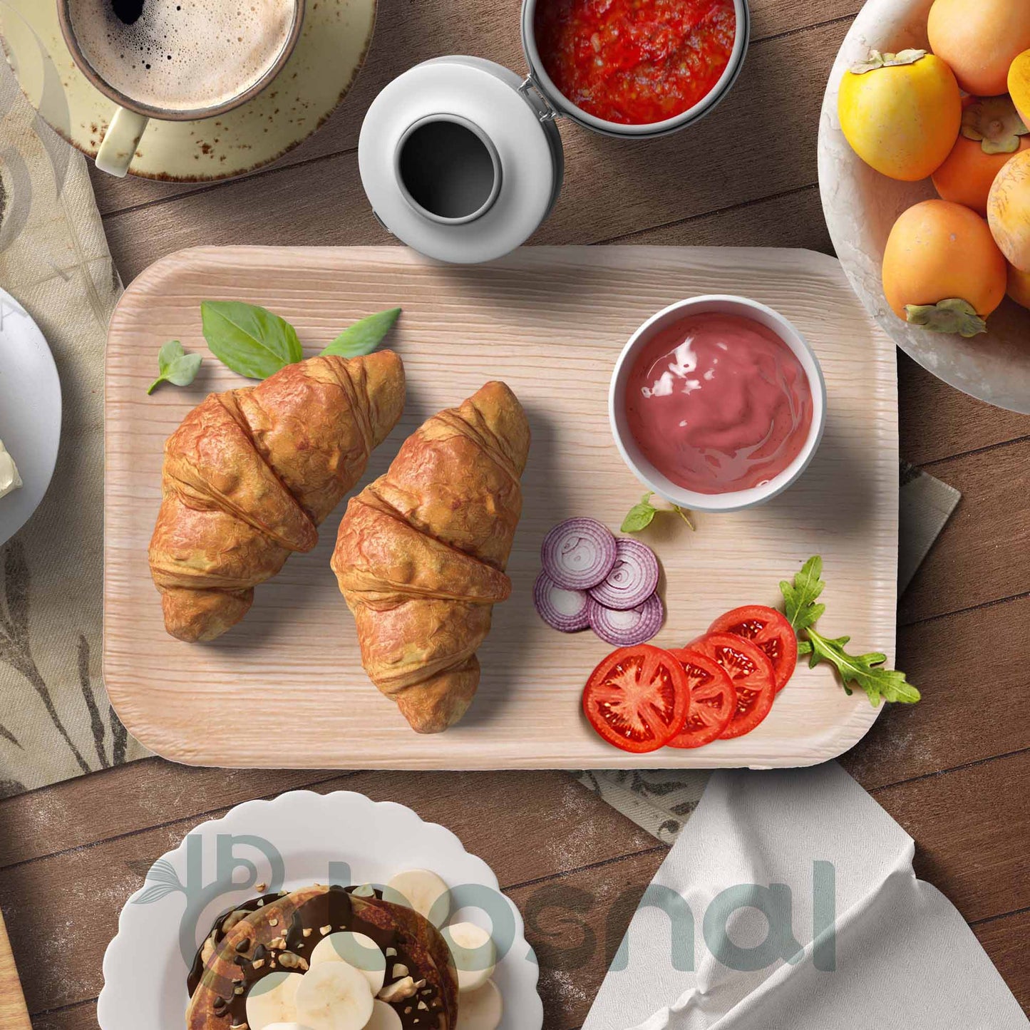 Bosnal - Palm Leaf Biodegradable Plates, 9 x 6 inch Rectangle-4
