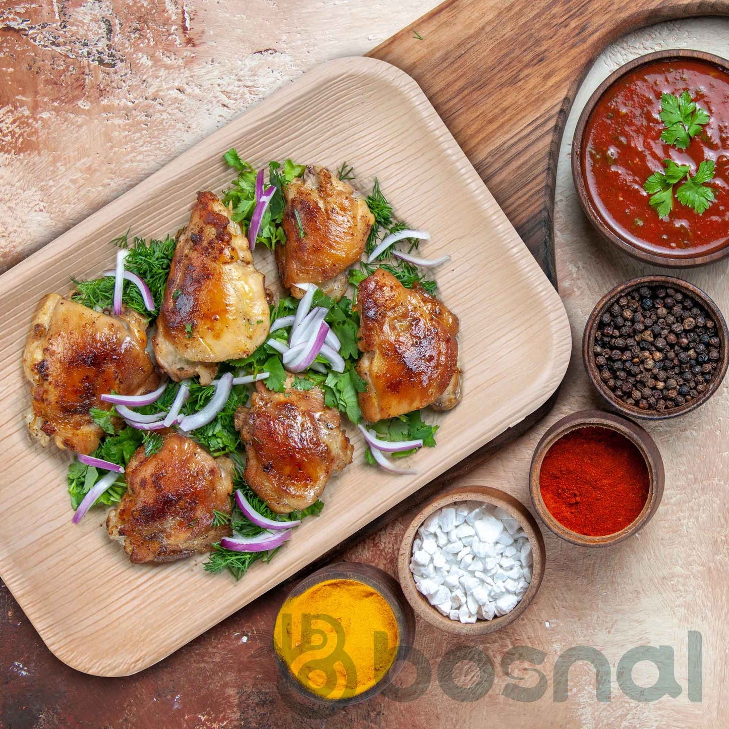 Bosnal - Palm Leaf Biodegradable Plates, 9 x 6 inch Rectangle-3