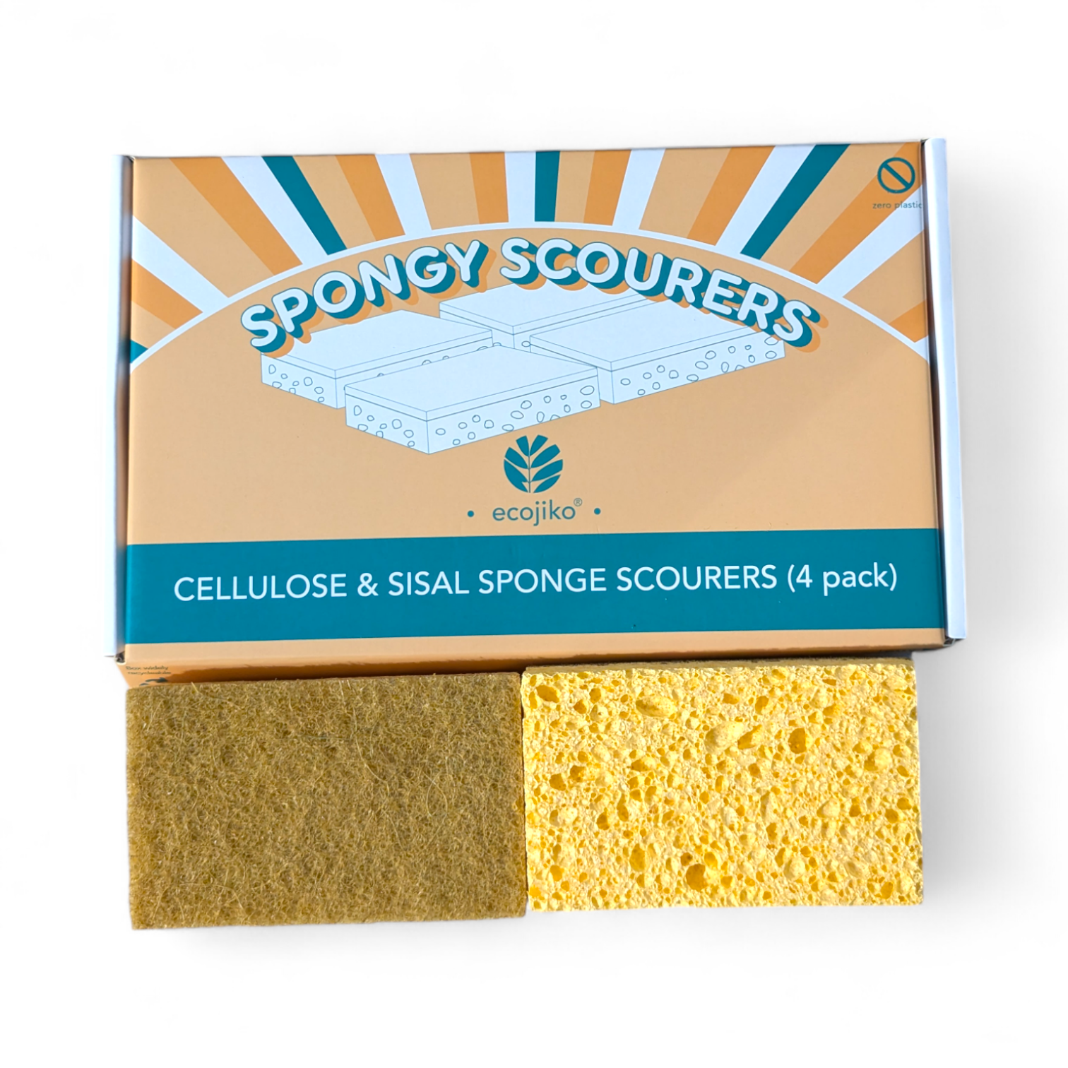 Eco Sponge Scourers | Cellulose & Sisal Natural Washing Up Sponge Scourers (4 pack)-2