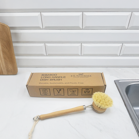 Bamboo Dish Brush With Long Handle-0